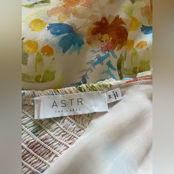 ASTR The Label NWOT Floral Puff Sleeve Midi Dress with Front Side Slit Size M - Picture 11 of 12